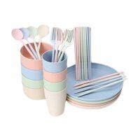 28 Pcs Dinner Set, &amp; Unbreakable Camping Plates and Cutlery Set, Dinner Plates, Cups, Bowls, Cutlery