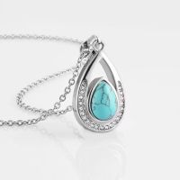 Stainless Steel Teardrop Urn Necklace For Ashes Cremation Jewelry Keepsake Natural Stone Pendant Necklaces With Funnel Filler