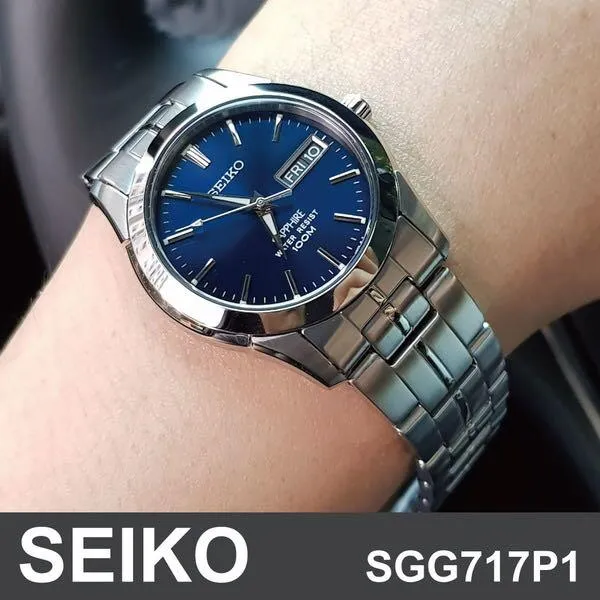 Seiko SGG717P1 Quartz Analog Day & Date Sapphire Blue Dial Stainless Steel  Men's Watch | Lazada