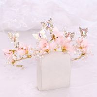 Butterfly Headbands Purple Crystal Luxury Crown Bridal Tiara Princess Women Bride Headdress Wedding Hair Jewelry Accessories