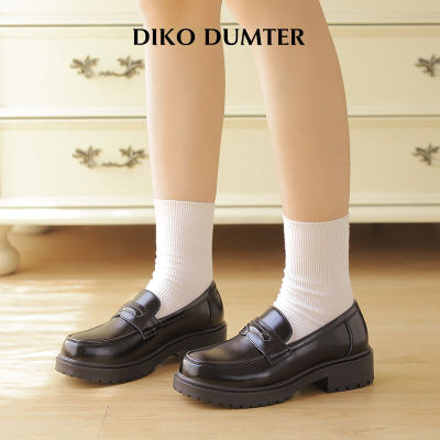 DikoDumter รองเท้าหนังแฟชั่นสำหรับผู้หญิงหัวกลมสำหรับผู้หญิง,รองเท้ารองเท้าส้นแบนสไตล์ญี่ปุ่นใหม่