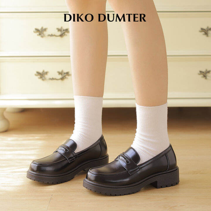 dikodumter-รองเท้าหนังแฟชั่นสำหรับผู้หญิงหัวกลมสำหรับผู้หญิง-รองเท้ารองเท้าส้นแบนสไตล์ญี่ปุ่นใหม่