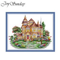 ❍☇ JoySunday Garden Villa Pattern Printed Cross Stitch Kits Aida 16CT 14CT Fabric Folk Crafts Needlepoint DIY Hand Embroidery Sets