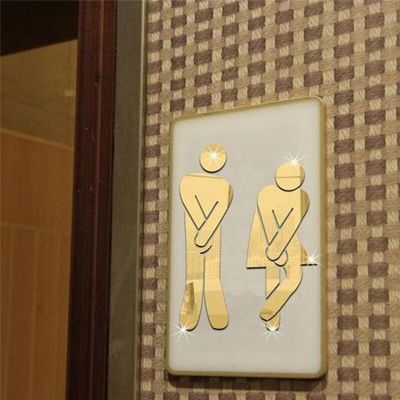 Removable Cute Man Woman Washroom Toilet WC Wall Sticker Family DIY Decor Mirror Sticker Home Decor for Bathroom Supplies