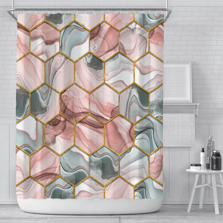 2021-simplicity-geometric-marble-shower-curtains-white-black-check-pattern-bathroom-curtain-waterproof-home-decor-bath-screen