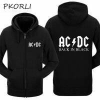 zhouyiping Pkorli Rocksir Ac Dc เสื้อกันหนาวหมวกผู้ชายฮิปฮอปวงร็อค Acdc กลับมาในสีดำ Streetwear ซิป Jiacket Hoody