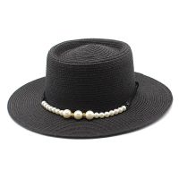 New Summer Sun Hats Women Fashion Girl Straw Hat Ribbon Bow Beach Hat Casual Straw Flat Top Panama Hat Bone Feminino