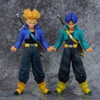 Saiyans ซูเปอร์นักรบ Trunks ผมสีเหลืองผมสีฟ้ารูปยืนโมเดลเครื่องประดับกล่อง