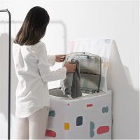 Automatic Drum Flip Washing Machine Cover Dust Cover Peva Printing Waterproof And Sunscreen Bathroom Decoration Accessories Washer Dryer Parts  Access