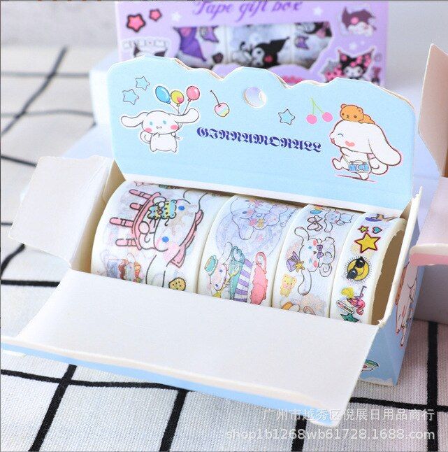 sanrio-สติกเกอร์เทปกาว-diy-kuromi-เมโลดี้12กล่องเครื่องเขียนวัสดุขายส่ง