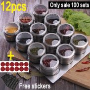Magnetic Spice Jars With Wall Mounted Rack Stainless Steel Spice Tins