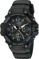 Casio Mens Heavy Duty Chronograph Quartz Stainless Steel and Resin Casual Watch, Color:Black (Model: EAW-MCW-100H-1A3V)