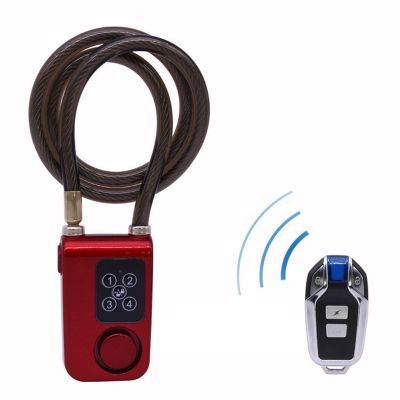 Cycling Security Lock Wireless Remote Control Alarm Lock Anti-Theft Vibration Alarm Lock Electric Motorcycle Code Chain Lock Red