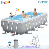 Intex สระสี่เหลี่ยมปริซึ่มเฟรม 4x2x1.22 ม. เครื่องกรองระบบไส้กรองและบันได รุ่น 26790