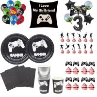 Game Theme Disposable Tableware Kids Birthday Party Decorations Video Game Controller Napkin Paper Cup Plate Party Supplies