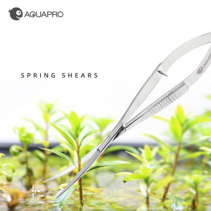 aquapro-16cm-กรรไกรสปริงพิพิธภัณฑ์สัตว์น้ำสแตนเลสกรรไกรตัดพืชปลาอุปกรณ์อุปกรณ์ทำความสะอาด