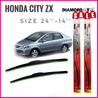 ร้านค้าแนะนำ ที่ปัดน้ำฝนคุณภาพสูง ใบปัดน้ำฝน ซิลิโคน ตรงรุ่น Honda City 2003 , City ZX ไซส์ 24-14 ยี่ห้อ Diamond กล่องแดง ติดตั้งง่าย คุณภาพดี