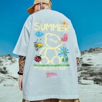 COD S-8XL Lovers wear summer ins Korean version of the painting garden bear print short-sleeved T-shirt men and women H_02