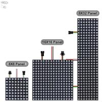 HIROCHAO แผงไฟ LED RGB WS2812B สามารถระบุที่อยู่รายบุคคลได้สีสันสดใส8X8 16X16 8X32 WS2812แผงเมทริกซ์หน้าจอ MODUL Lampu พิกเซลแผงพิกเซลแอลอีดี