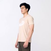 BEIGE CUSTOM FIT T-SHIRT WITH GRAPHIC PRINT เสื้อยืดคอกลมสีเบจลายกราฟฟิคทรงคัสตอมฟิต