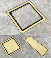 SUS 304 Stainless Steel Titanium Gold Square Rectangle Floor Drain Linear  Shower Drainer Deodorize Tile Insert Traps Drains