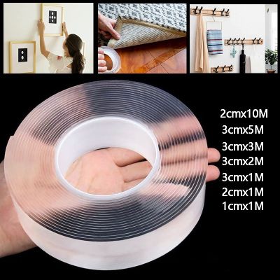 ❄ 1-10M Nano Tape Double Sided Tape Transparent Reusable Waterproof Adhesive Tapes Cleanable Kitchen Bathroom Home Supplies Tapes
