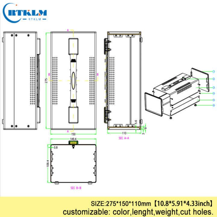 เหล็กอิเล็กทรอนิกส์กล่องโครงการ-diy-คณะรัฐมนตรีกล่องแยกมือถือโลหะสก์ท็อปสิ่งที่ส่งมากล่องแผงไฟฟ้า275-150-110มิลลิเมตร