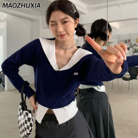 MAOZHUXIA เสื้อยืดแขนยาวขนาดใหญ่พิเศษสำหรับผู้หญิง,เสื้อยืด2023เสื้อเสื้อยาวปิดถึงก้นคอวี2ชิ้นสำหรับฤดูใบไม้ผลิและฤดูใบไม้ร่วงเสื้อยืดแบบผ่าลดอายุฉบับภาษาเกาหลี