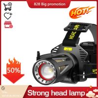 【lz】✠  USB carregamento cabeça lâmpada montada lanternas LED alta potência 45 ° ajustável longo tempo apto para pesca ao ar livre tipo-c