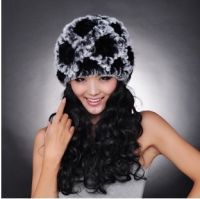 Handmade Womens Fashion Natural Knitted Rex Rabbit Fur Hats Female Genuine Winter Women Caps Lady Headgear Beanies
