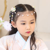 【CW】Antique Forehead Chain Childrens Hairpin Sweet And Headdress Princess Costume Hair Accessories Chinese Style Hanfu Pair Clip