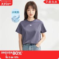 GIORDANO Women T-Shirts High-Tech Cooling Heart Embroidery Tee Short Sleeve Crewenck Summer Fashion Casual Tshirts 05323413