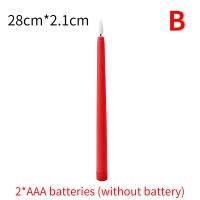 เทียนทรงแหลมไร้เปลวไฟเทียนคริสต์มาส LED ยาว4ชิ้นหลอดไฟพลังงานแบตเตอรี่ประดับโบสถ์แสงเทียนสำหรับงานเชิงเทียน
