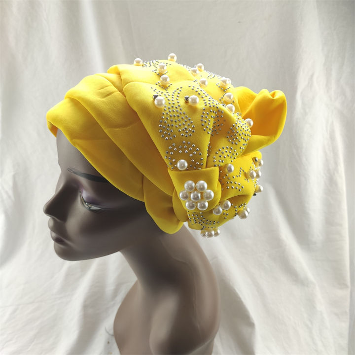 2021african-nigerian-turban-cap-with-women-cotton-breathe-hat-muslim-scarf-gel-headgear-wide-brim-auto-gele-aso-ebi-headtie