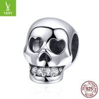 [COD] new s925 silver beads skull loose beaded bracelet accessories SCC965