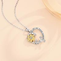 EUDORA Real 100 925 sterling silver golden sunflower necklace heart Pendant you are my pretty sunshine Jewelry with box CYD598