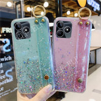 เคสโทรศัพท์อ่อนสำหรับ OPPO Realme C55 C53 NFC Clear Casing Realmec53 NFC Luxury เคสโทรศัพท์กากเพชร Realmec55 2023พร้อมที่ถือสายรัดข้อมือ