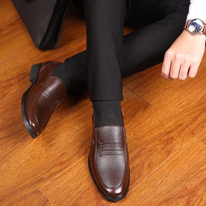 กางเกงรองเท้าสุภาพสำหรับทำงานคลาสสิกหัวกลมผู้ชายแฟชั่นรองเท้าธุรกิจผู้ชายใหม่ของ-orngmall