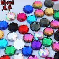 Micui 100pcs 10mm Round Chamfer Acrylic Rhinestones Crystal and Stones Flat Back No Hole For Clothes Crafts Decorations MC752