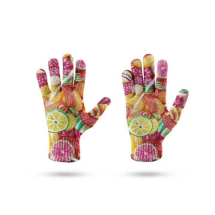 new-adult-knitted-mittens-color-skiing-gloves-food-donut-burger-working-garden