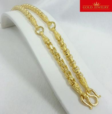 Gold-Jewelry เครื่องประดับ สร้อยคอ สร้อยทอง เศษทองคำเยาวราช ลายปล้องเต๋า 3 ห่วง น้ำหนัก5บาท ความยาวสวมหัวได้