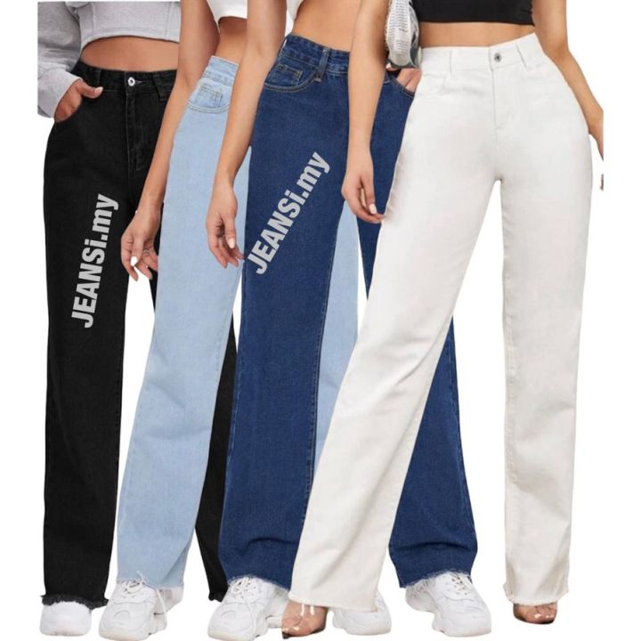 women-jeans-denim-palazo-baggy-straight-cut-pants-highwaist-seluar-crop-jeans-woman-loose-ready-stock