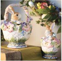 Heavy Industry Hand-Painted Pansy Rabbit Ceramic Teapot Sugar and Milk Jug Garden Afternoon Tea Dessert Plate Tea Set