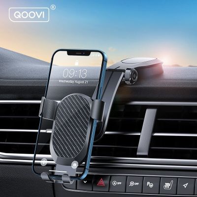 QOOVI Car Phone Holder Stand Cellphone Mount Gravity No Magnetic Support For iPhone 14 13 Pro Xiaomi Mi12 Samsung S21 Huawei Car Mounts