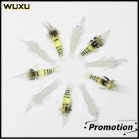 WUXU 10Pcs ใหม่ ไบโอมิเมติก อ่อนนุ่ม ซิลิโคนหนอนตะขอ เหยื่อปลอมกุ้ง ล่อกุ้ง ตกปลาทะเล