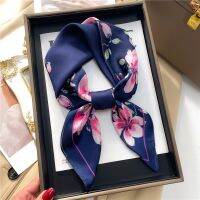 ﹍△❃ Fashion Shawl Wraps Headband Luxury Neckerchief Hair Bands Ribbon Satin Silk Shawl Square Scarf for Women Bandana Accessories