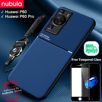 NUBULA เคส Huawei P60 | P60 Pro,เคสฟรีกระจกเทมเปอร์หนังนุ่มสัมผัส Huawei Hp P60 Pro ฝาหลังโทรศัพท์มือถือกันกระแทกขาตั้งสายคล้องมือชุดทำความสะอาดหน้าจอฝาครอบด้านหลังสำหรับ Huawei P60 Pro