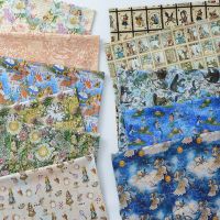 Vintage Muslin Fabric Zakka Digital Printed Cotton For DIY Dolls Clothes Quilting Dresses By Meters