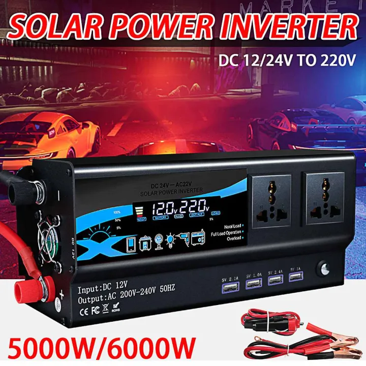 5000W 6000W Modified Sine Wave Inverter LCD Luminous DC 12V/24V To AC