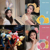 ที่คาดผมการ์ตูนสาวน่ารัก Bowknot Plush Hair Card All-Match Travel Hair Accessories